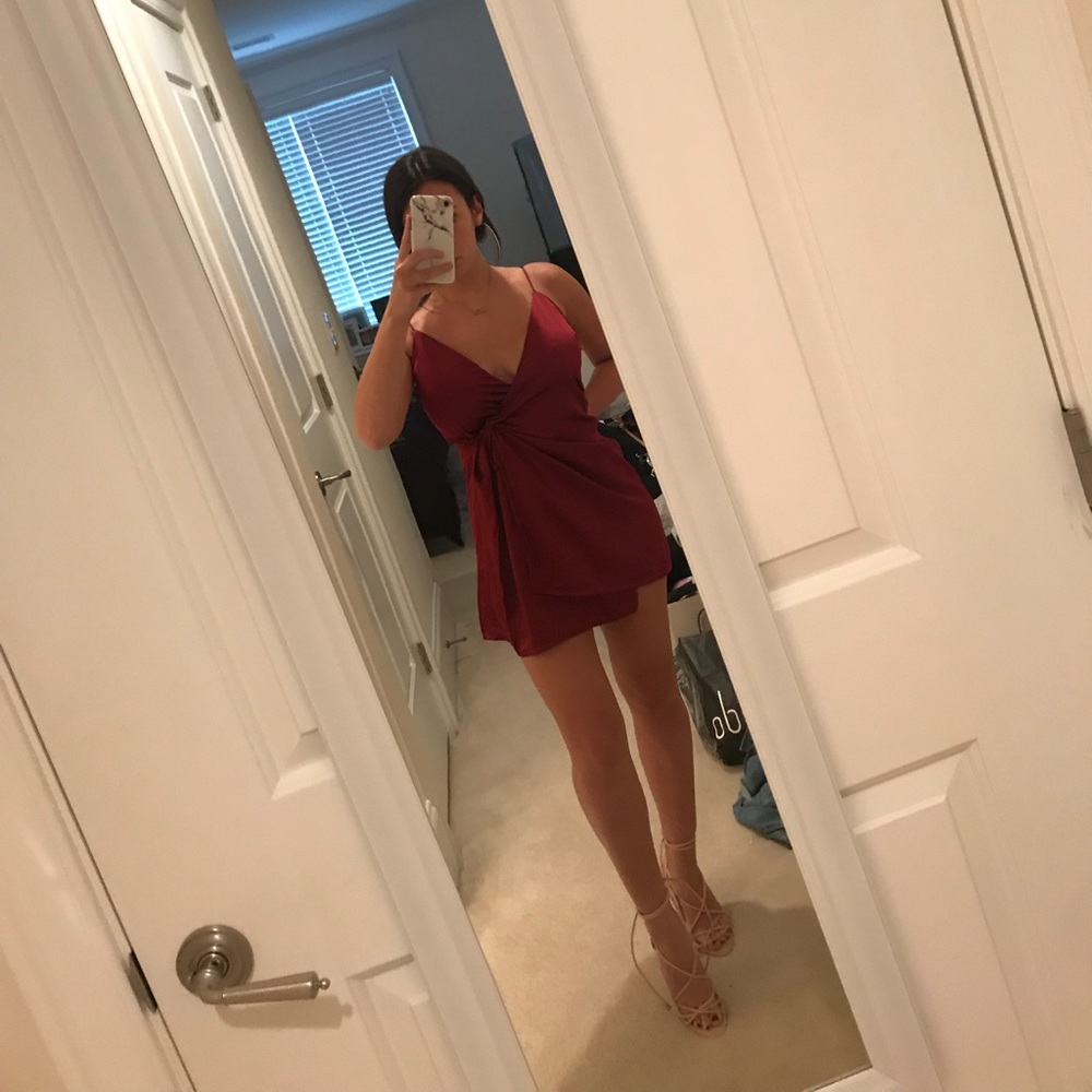 Sabo Skirt Maroon Silk Dress